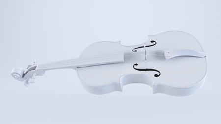 classic white violin isolated on white background, 3d renderの写真素材