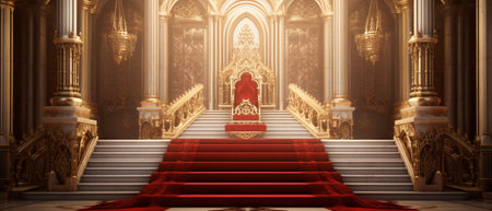 3D render of Royal throne hall generated by AI, Throne of the kings, VIP throne, Red royal throneの素材