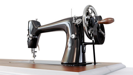 3D render of old sewing machine isolated on white backgroundの写真素材