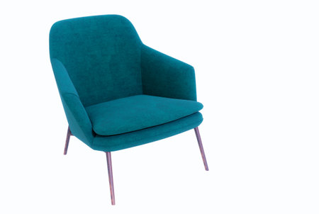 3D render of green armchair isolated on white backgroundの写真素材