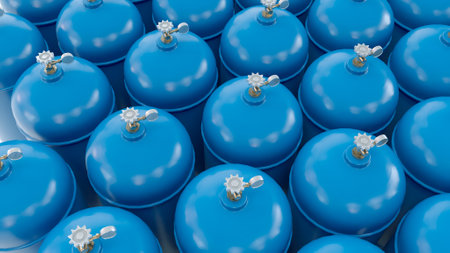 3D render of natural gas tank isolated on white background, LPG Gas bottleの写真素材