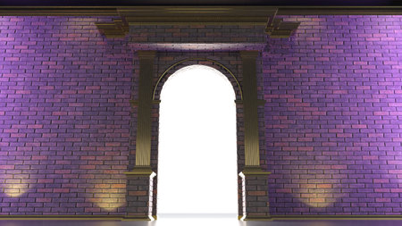 Door Opening to the brilliant Future, way to Heaven success concept, 3D renderの写真素材