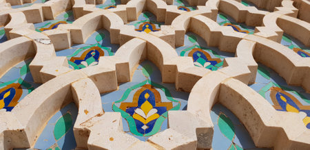 wall of Hassan II Mosque in Casablanca, Moroccan mosaic wall tile