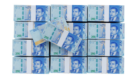 3D Moroccan Dirham isolated on transparent background, Paper money 200 MAD.の写真素材