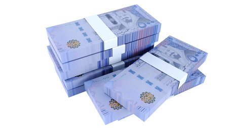 Five hundred Saudi Riyal pile, Pile of Saudi Riyal Banknotes