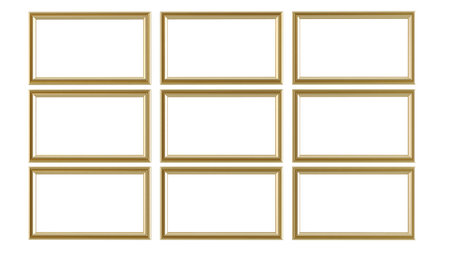 Decorative golden vintage frames, Golden baroque frame on white background.の写真素材
