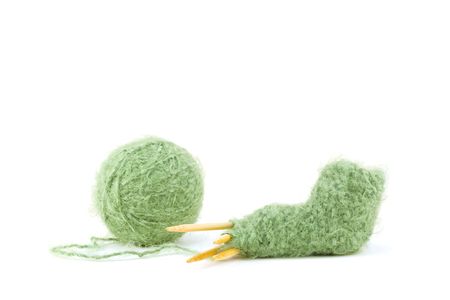 In progress soft green knit  booty isolated on whiteの写真素材