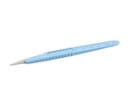 Hospital Blue Scalpel Isolated on a White Backgroundの写真素材