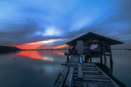 Beautiful landscape view during sunrise with soft focus effect due to long exposure techniqueのeditorial素材