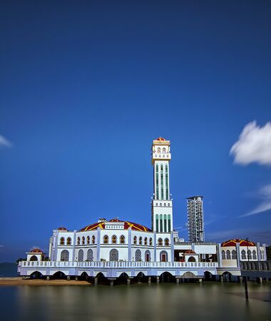 Floating mosque in Penang with soft focus effect due to long exposure techniqueの写真素材