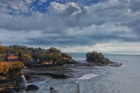 Great nature view of Tanah Lot main temple in Bali with summer effectの写真素材