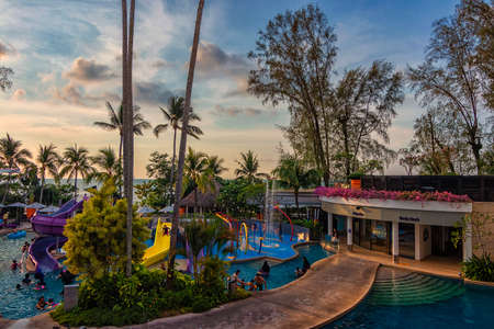 Penang,Malaysia-Mac 31st,2018:A lot of visitor were seen enjoying the swimming pool in HArd Rock Hotel Penang. This is one of the best hotel in Penang.のeditorial素材
