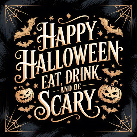 Happy Halloween lettering. Halloween party invitation card. Vector illustration.の素材