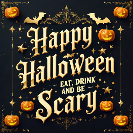 Halloween party invitation design template with scary pumpkins. Vector illustration.の素材