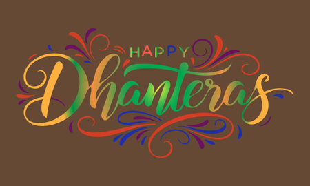 Happy Hanukkah hand lettering calligraphy. Vector illustration.のイラスト素材