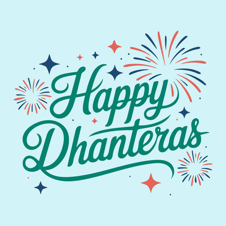 Happy Diwali greeting card. Hand drawn lettering with fireworks. Vector illustration.のイラスト素材