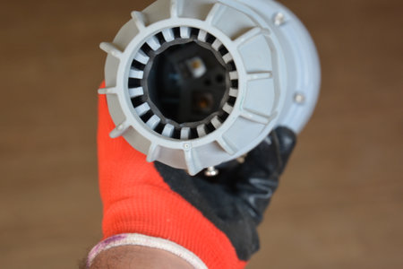 125A- 246-415v red plastic professional power connector. Highの写真素材