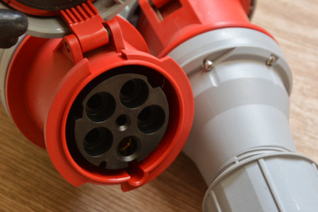 125A- 246-415v red plastic professional power connector. Highの写真素材
