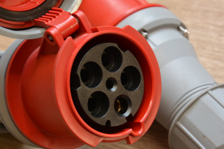 125A- 246-415v red plastic professional power connector. Highの写真素材