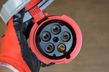 125A- 246-415v red plastic professional power connector. High