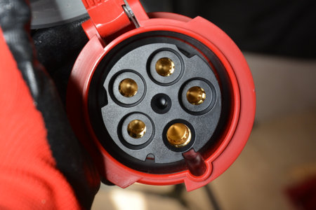 125A- 246-415v red plastic professional power connector. High