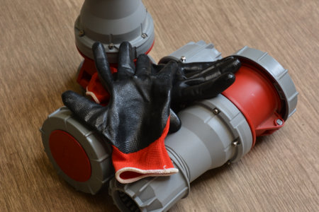 125A- 246-415v red plastic professional power connector. Highの写真素材