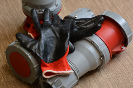 125A- 246-415v red plastic professional power connector. Highの写真素材