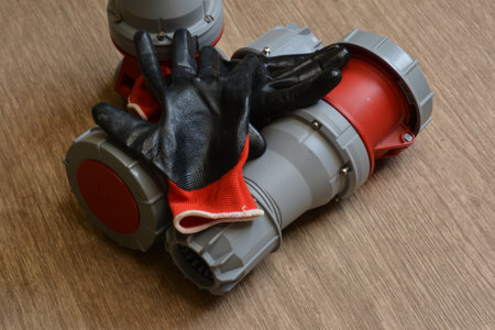 125A- 246-415v red plastic professional power connector. Highの写真素材