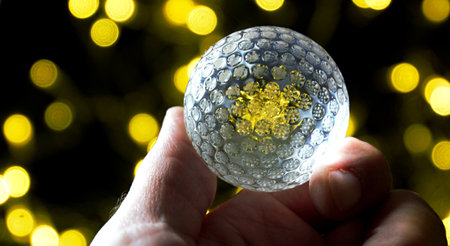 Hands Holding Globe Glass In Green Forest - Environment Conceptの写真素材