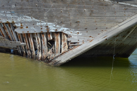 wooden slatted boat keel as background