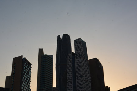 Modern Geometric Architecture at King Abdullah Financial Districtの写真素材