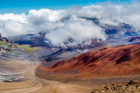 Haleakala volcanic crater in Haleakala National Park on the island of Maui in Hawaii.の写真素材