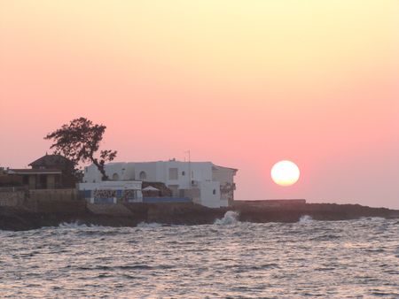 Sunset at Montaza beachの写真素材