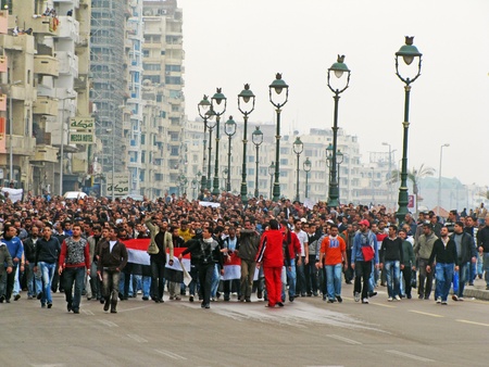 Alexandria, Egypt - January 28, 2011 - Egyptian demonstrations against President Munbarakのeditorial素材