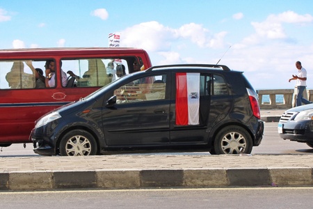 Alexandria, Egypt - July 8, 2011 - Egyptian demonstrators protesting the slow pace of reform after the removal of President のeditorial素材