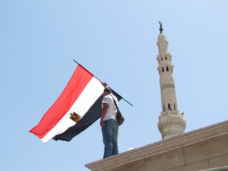 Alexandria, Egypt - July 8, 2011 - Egyptian demonstrators protesting the slow pace of reform after the removal of President のeditorial素材