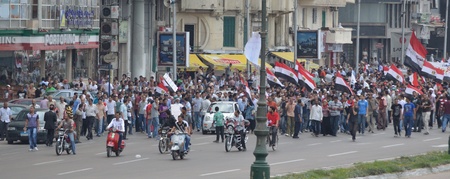 Alexandria, Egypt - Sep 30, 2011 - Egyptian demonstrators protesting the martial law and slow pace of reformのeditorial素材