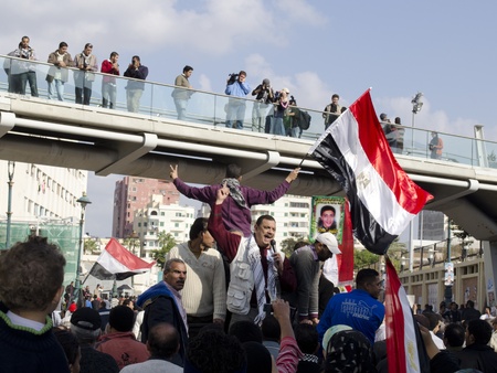 Alexandria, Egypt - Nov 25, 2011 - Egyptian demonstrators calling for the stepping down of the...