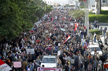 Alexandria, Egypt - Dec 23, 2011 - Egyptian demonstrators protesting the armyのeditorial素材