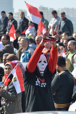 Alexandria, Egypt - Nov 25, 2011 - Egyptian demonstrators commemorating the January 25th revolution and calling for revenge for the revolutionのeditorial素材