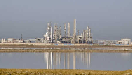 Petrochemical Plant on a Lakeのeditorial素材