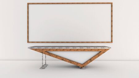 3d render of interior living room mock up, Copy space area, office and desk