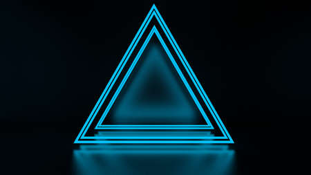 3d rendering of abstract triangle in neon light
