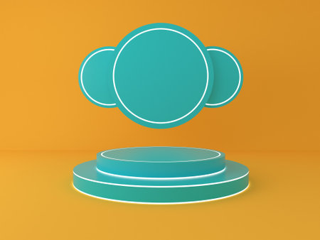 3d rendering of circle podium for show product and space for textの写真素材