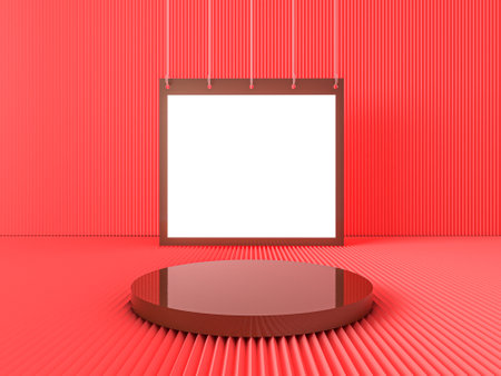 3d rendering of circle podium for show product and space for textの写真素材