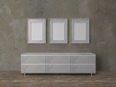 3d render of interior in living room perspective and blank pop-up