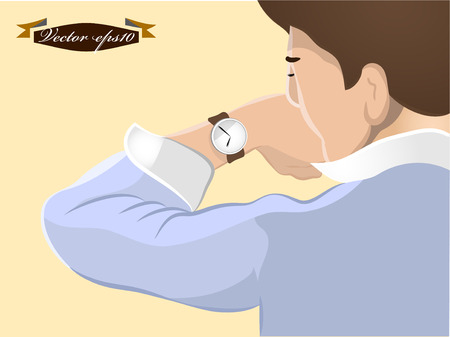 man watching watch vectorのイラスト素材