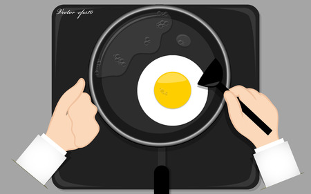 fried egg cooking vectorのイラスト素材
