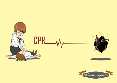 man perform CPRのイラスト素材