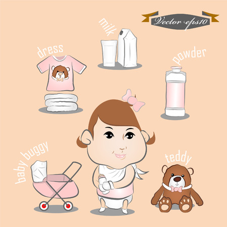 baby and her equipmentのイラスト素材